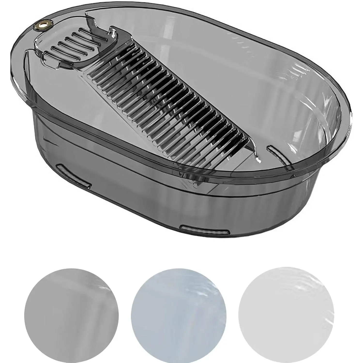 19-Inch Transparent Gray Plastic Large Washboard for Hand Washing, Suitable for Clothes, Pants, Towels, Home Accessories
