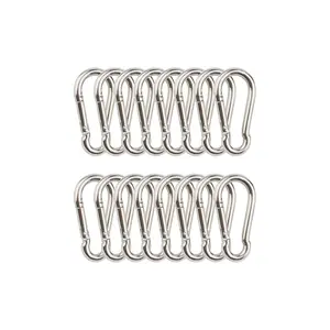 1.97 inch 304 Stainless Steel Carabiner, 16 count M5 Small Carabiners, Carabiner Clip for //Flagpole/Rope/Water Bottle/Cage, Spring Snap Hook for Indoor and Outdoor