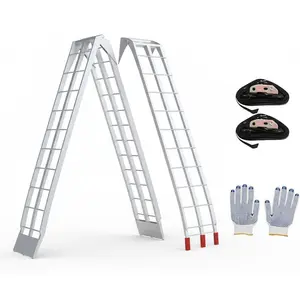 Garvee 7.5Ft Motorcycle Ramps 2 Pack Folding Loading Ramps for Trucks & Trailers, Heavy Duty Aluminum with 1500 LBS Capacity and Load Straps for ATV, UTV, Dirt Bike, Lawn Mower