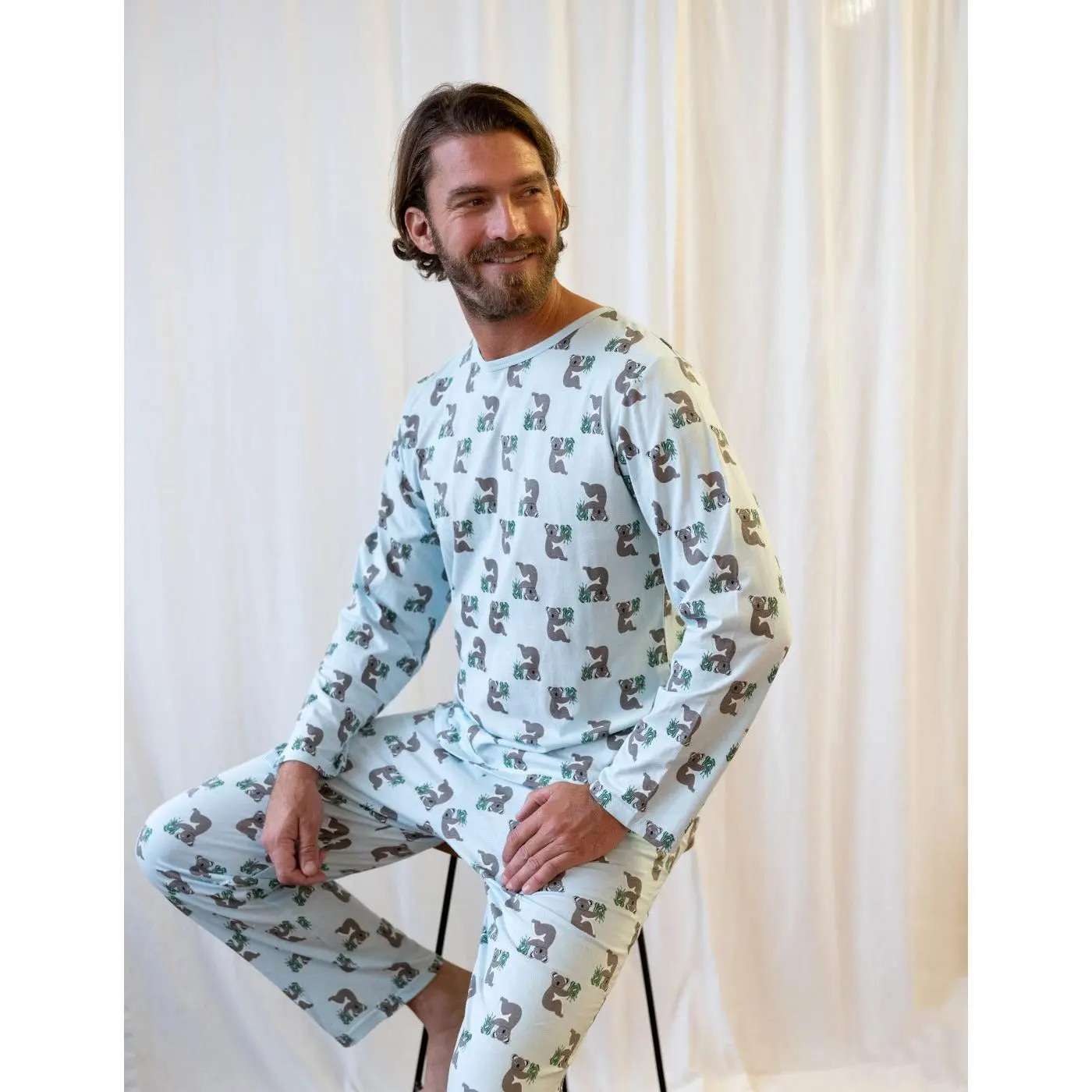 Mens Loose Fit Blue Koala Pajamas