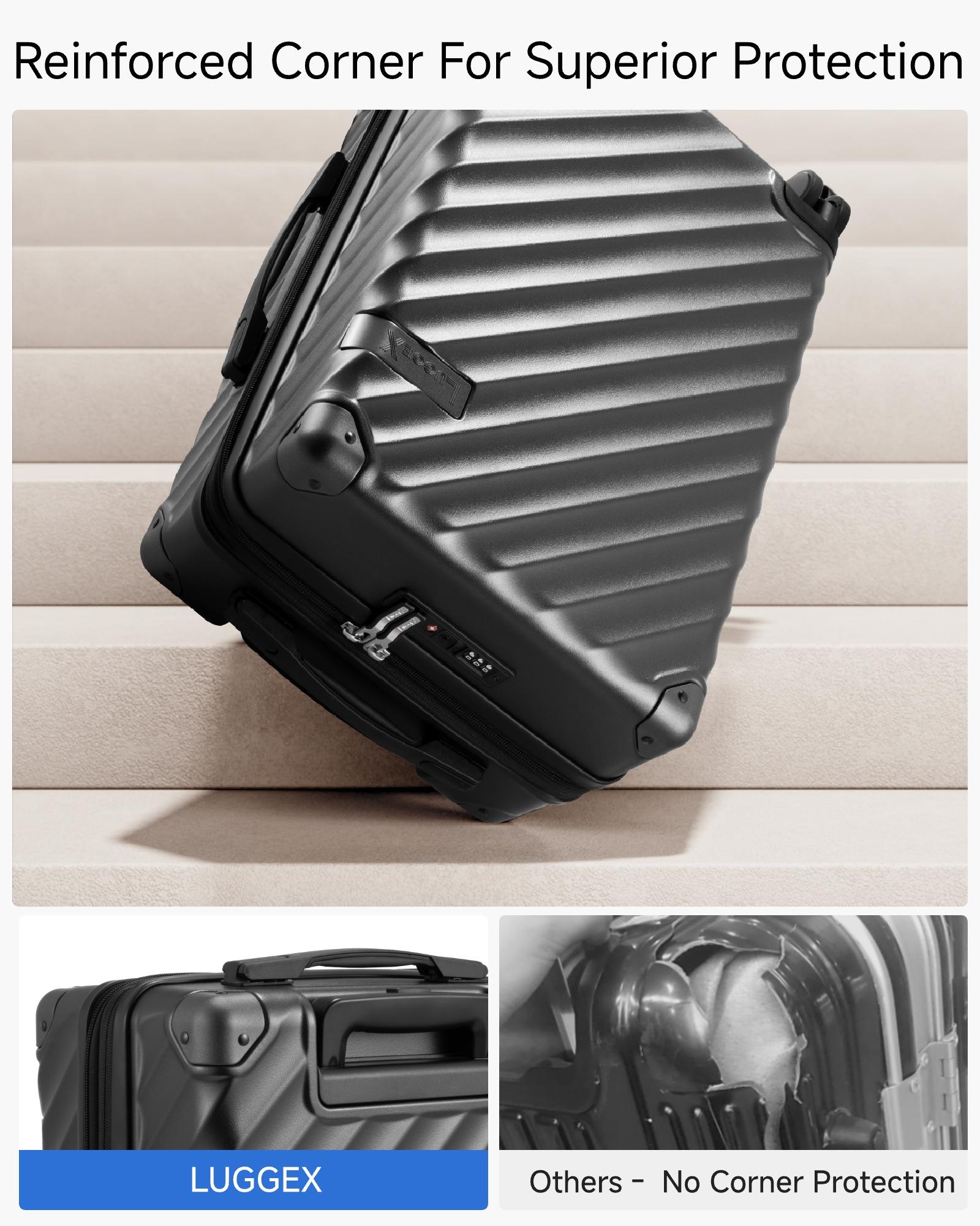 LUGGEX 3 Piece Set Luggage with Spinner Wheels, Polycarbonate Expandable Hard Shell Suitcase with TSA Lock for Travel & Business LUGGEX 3 Piece Set Luggage with Spinner Wheels, Polycarbonate Expandable Hard Shell Suitcase with TSA Lock for Travel & Business