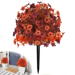 Artificial Flowers for Outdoor Decoration, Artificial Potted Flower, Faux Daisy Flowers for Fall Decor,Realistic Eucalyptus Leaves Silk Mums Fake Plants for Garden Pot,Front Porch,Courtyard,Patio,Lawn