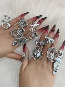 Vintage Punk Style Metal Ring Unisex Fashion Finger Ring, Unique Personality Design, Perfect for Men and Women, Trendy Accessory, Statement Ring