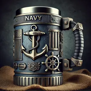 1pc Premium 3D Military Themed Coffee Mug | Durable Resin & Food Grade BPA Free Stainless Steel Reusable Tumbler | Unbreakable Travel Cup for Coffee Beer Drinks | Home Office Outdoor Camping Hiking Use | Father's Day Valentine's Day Birthday Gift for Boyf