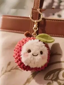 Fashion Simple Design Lychee Plum Plush Hanging Ornament, Adorable Doll Keychain Bag Charm, Cute Accessory for Bags and Keys, Cute Charms Keychain, Fruit Keychain
