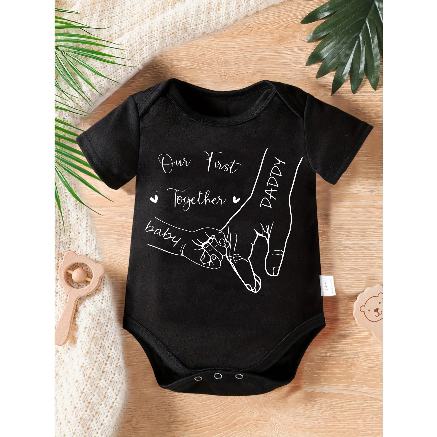 Unisex Jersey Onesie, Soft Cotton Baby Bodysuit with 'Our First Together' Print, Short Sleeve Newborn Clothes, New Dad Gift Idea, Baby Clothes, Jersey Onesie Unisex Bodysuits & One-Pieces