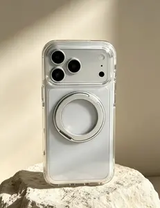 Clear Magnetic Ring Kickstand Phone Case For iPhone Shockproof Protective Cover