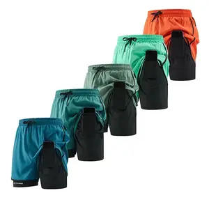 Multifunctional running training shorts, versatile quick-drying faux two-piece shorts, 5-pack GARMENTARY