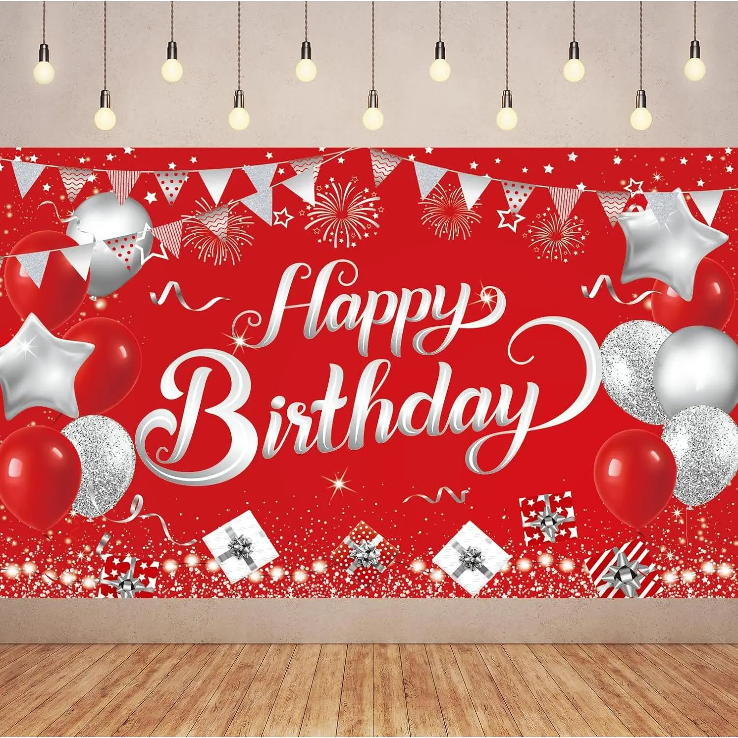 6x3.6FT Red  Birthday Banner Party Decorations,Red  Happy Birthday Backdrop Decorations,Red  Happy Birthday Photography Background Party Supplies.