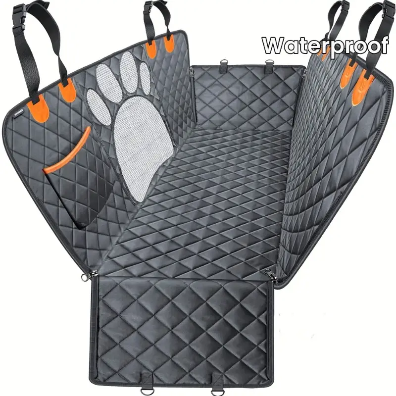 Premium Pet Car Seat Cover - Waterproof, Breathable Mesh Window, Side Zipper, Door Protection, Universal Fit for Cars, Trucks, and SUVs - Durable, Eas