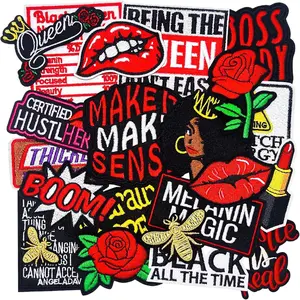 22PCS Black Girl Iron on Patches Girl Embroidered Patches for Trucker Hats Clothes Jackets Backpacks