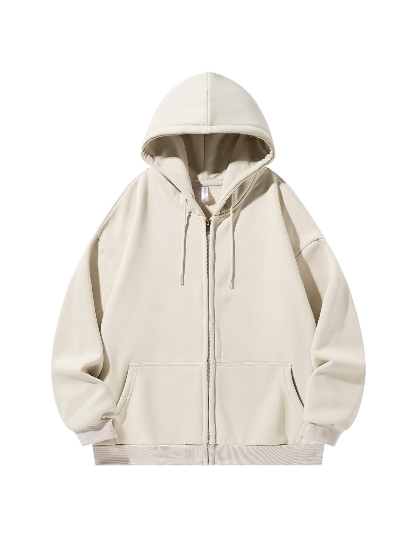 CCCMAI Men's Solid Zip-Up Hoodie Casual Loose Fit Long-Sleeve Hooded Sweatshirt for Everyday Wear All-Season Menswear Aesthetic Street Style