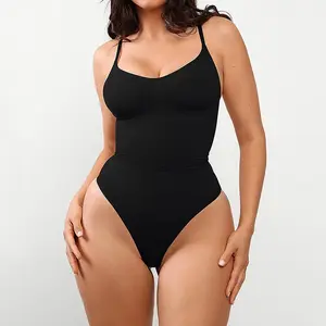 Women's Minimalist Nylon Spaghetti Strap Compression Shapewear - Seamless, Hip-Lifting Underwear for Casual Wear
