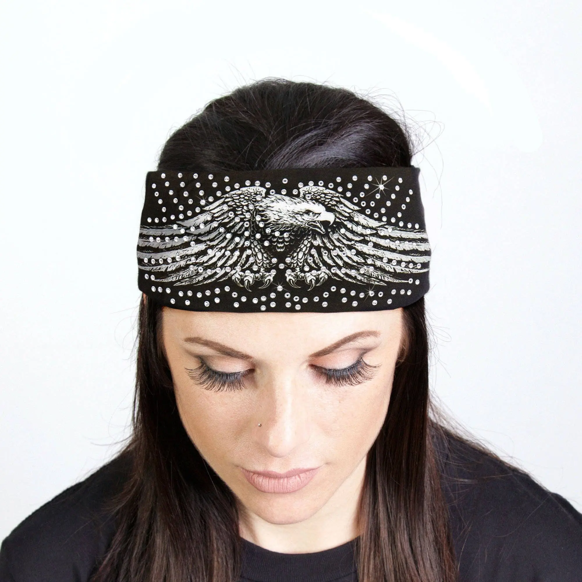 Downwing Eagle Rhinestone Crystal Headband Wraps