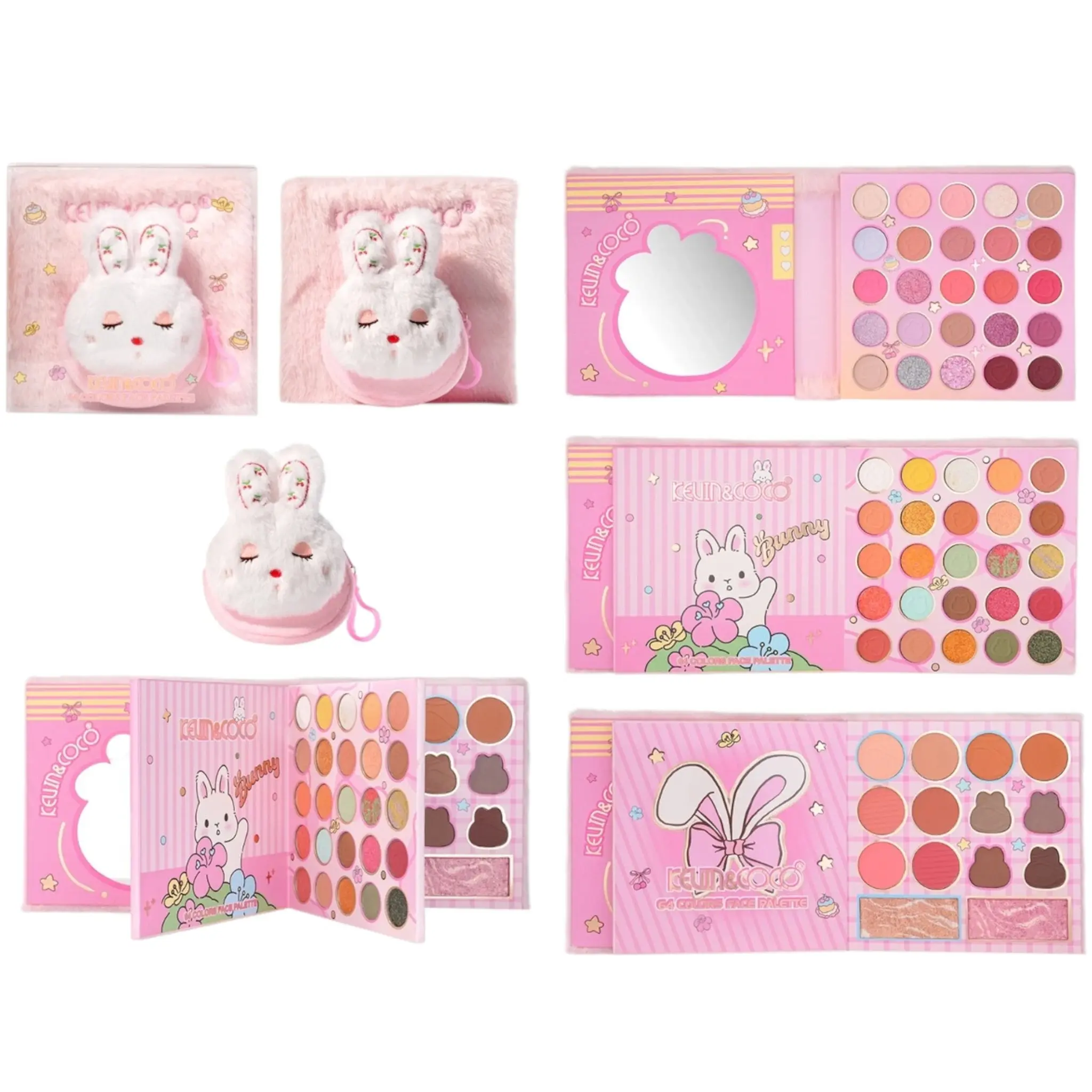 Paleta de Sombras de Ojos Pink Plush Bunny Kevin & Coco - Venta al por Mayor 6 Unidades (KC1299)
