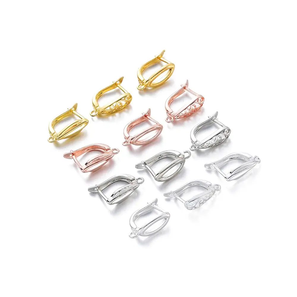 10Pcs/Lot 19mm Gold Color French Earrings Clasps Hooks D Drop Shape Earring Hooks for DIY Earring Jewelry Making Accessories