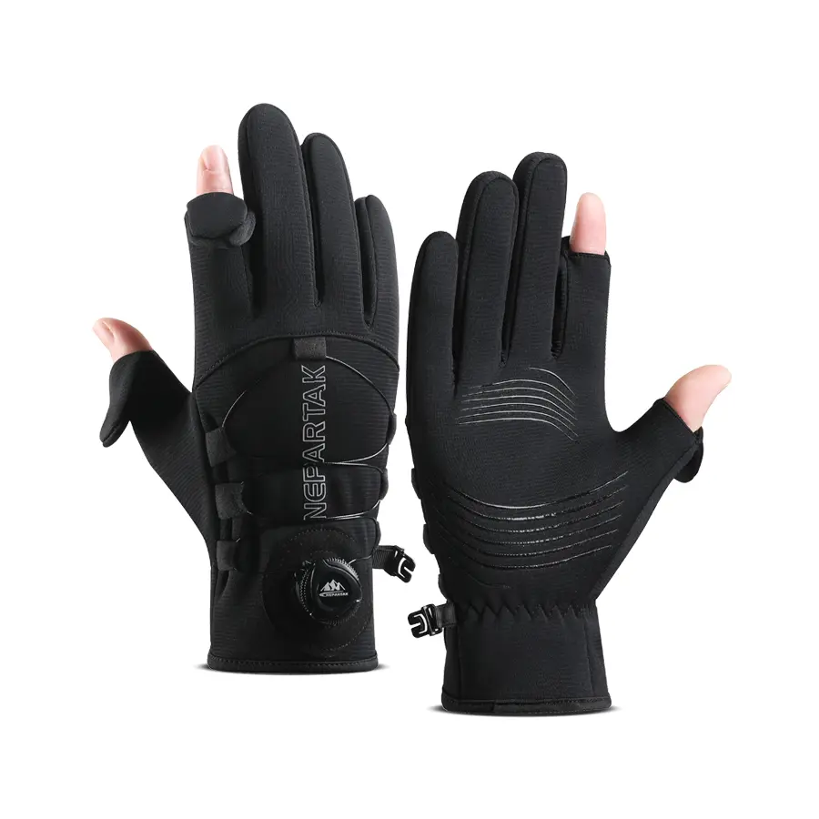 Men's Winter Waterproof Thermal Flip-Finger Touch Screen Gloves - Windproof Material, for Cold Weather Running, Skiing, Driving