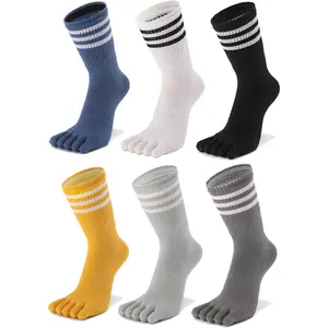 Women Toe Socks 5 Finger Cotton Wicking Athletic 6 Pack
