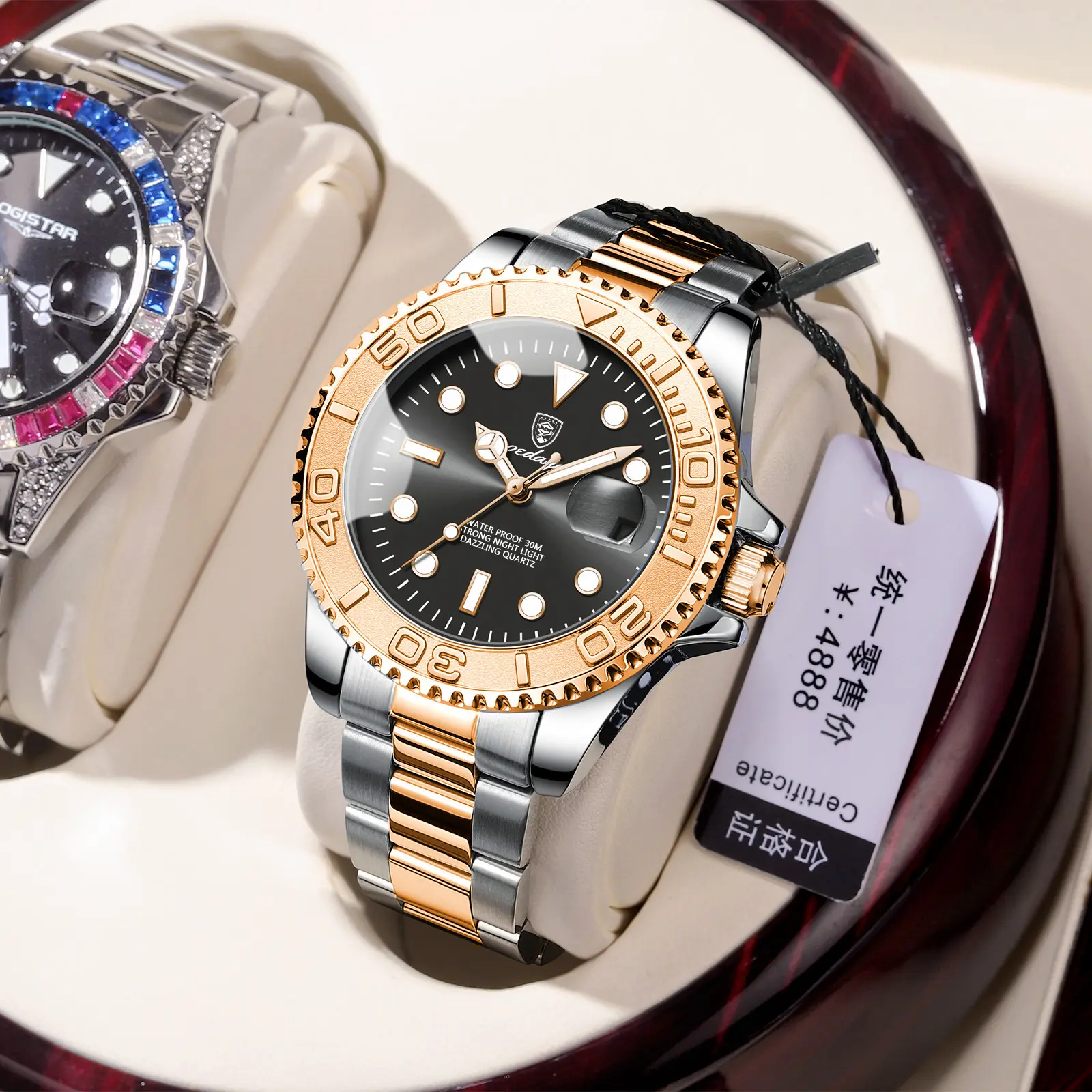 P680 room rose gold black faced steel st