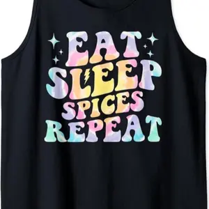 Eat Sleep Spices Repeat Food Lover Groovy Tie Dye Funny Tank Top