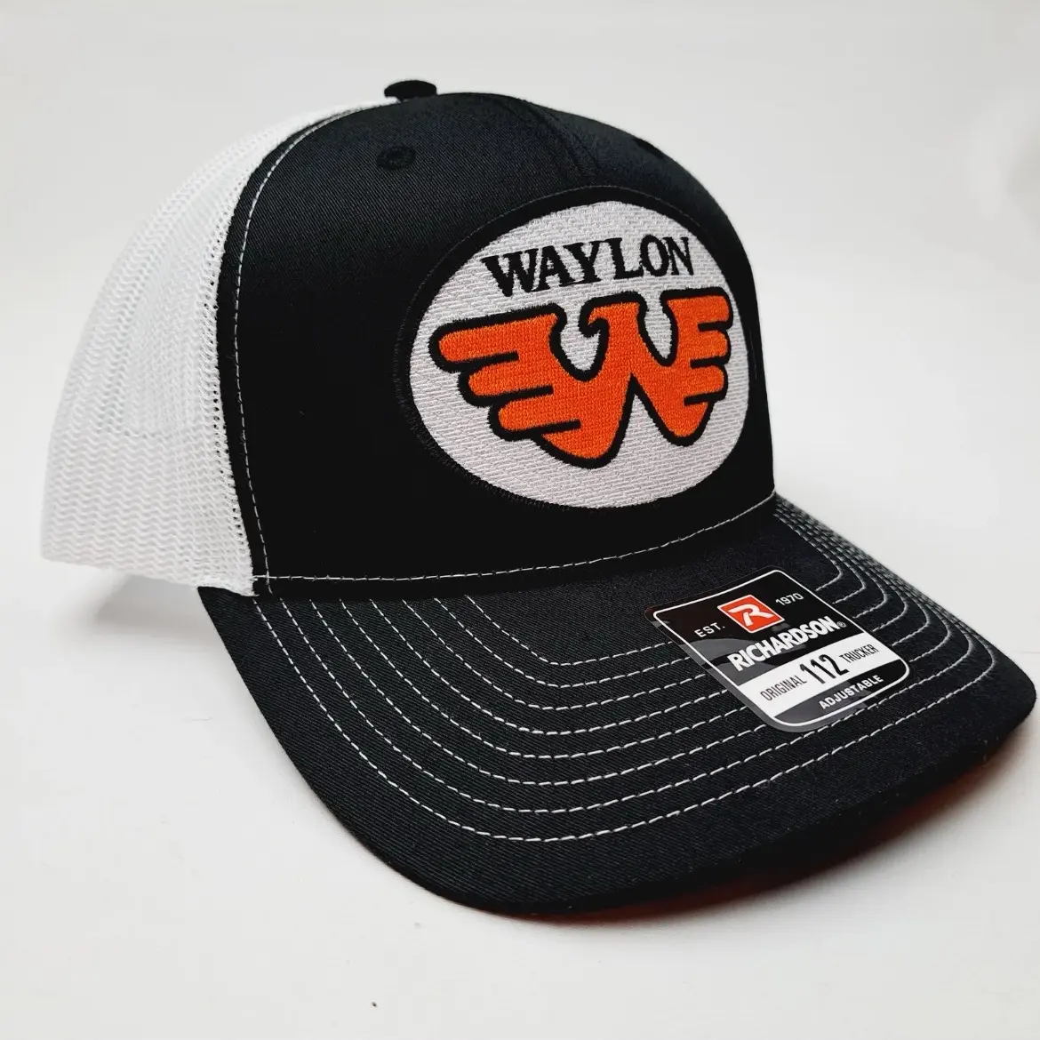Waylon Richardson 112 Embroidered Patch Curved-Bill Mesh Snapback Cap Hat with Curved-Bill Shade for Sports & Outdoor Use