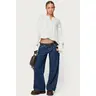 Petite Pinstripe Low Rise Baggy Jeans