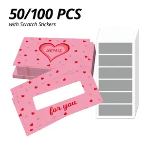 50/100 Pcs Heart Scratch-Off Cards, Valentine's Day Prize Greeting Cards, Custom Message Card, Fun Party Supplies, Self-Made Drawing Props