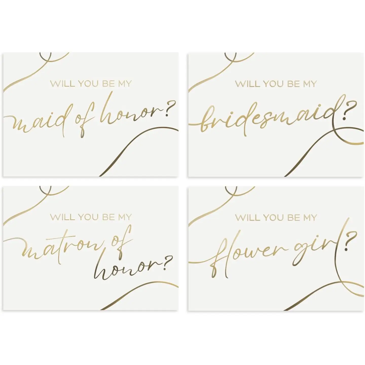 Gold Foil Bridesmaid Proposal Cards - 12 Cards With Envelopes