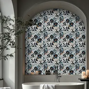 Modern Watercolor Floral Peel and Stick Self-Adhesive Wallpaper - Low-Saturation Aesthetic Vinyl Removable No Residue | Self-Adhesive Sticker for Home Decor, Living Room, Bedroom, Kitchen & Dorm Furniture Makeover, Floral Wallpaper, Leaf Wallpaper