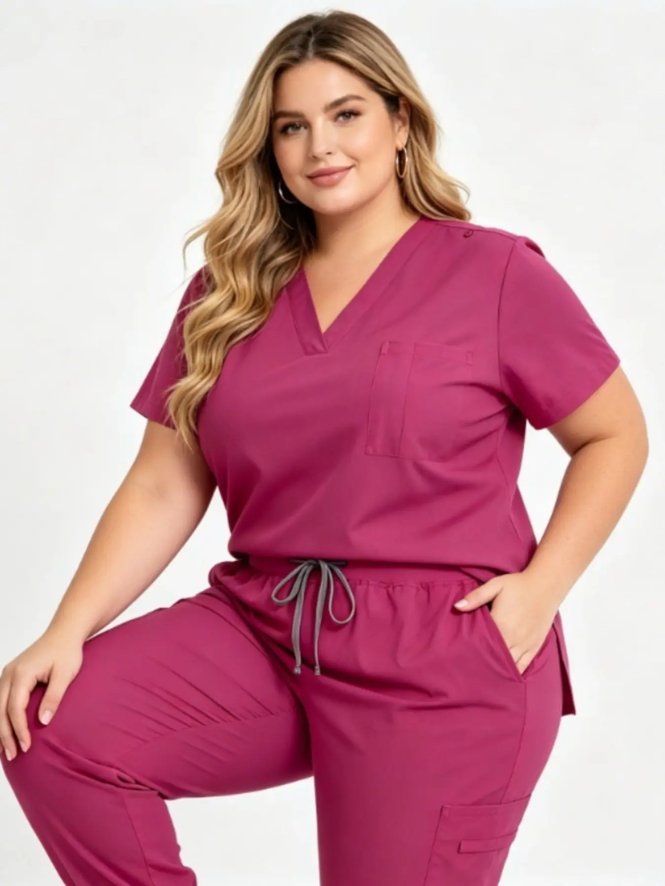 Soft Fabric Medical Scrub Set for Women Comfortable Fitted Casual Workwear Vneck Dental Clinic Nurse Uniform Jogging Suit Scrubs Uniform Suit