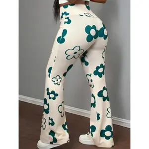Women's Casual Floral Print Pants, Long Loose-Fitting Denim Jeans, Comfortable Daily Wear, Perfect for Spring & Fall