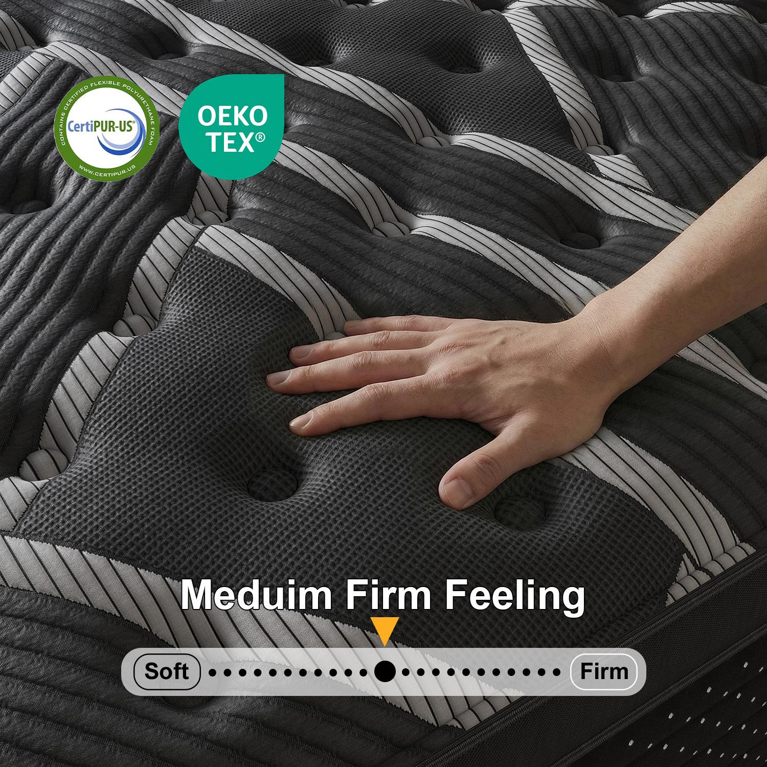 12/14 Inch Twin Full King Queen Mattress , Hybrid Mattress in a Box, Memory Foam and Individual Pocket Springs, Edge Support, Motion Isolation & Pressure Relief, Medium Firm