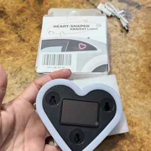 Joytutus Solar-Powered Wireless LED Neon Light Triangular Heart Shape C-Pillar Design for Car Interior Decoration Eco-Friendly Modern Stylish