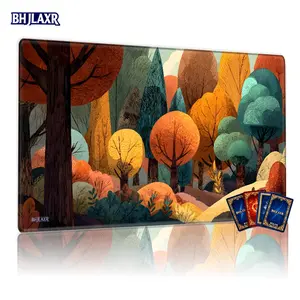 Vibrant Autumn Forest Whimsical Art MTG Playmat - 12x24in Non-Slip, Perfect for TCG MTG Card Games, Great for Party & Family, Ideal Gift