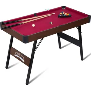 Folding Pool Table, Portable Billiard  Tables for  and Adults, Mini Pool Table with Locking , Adjustable , Balls, Cues, Triangle, Chalk, Brush