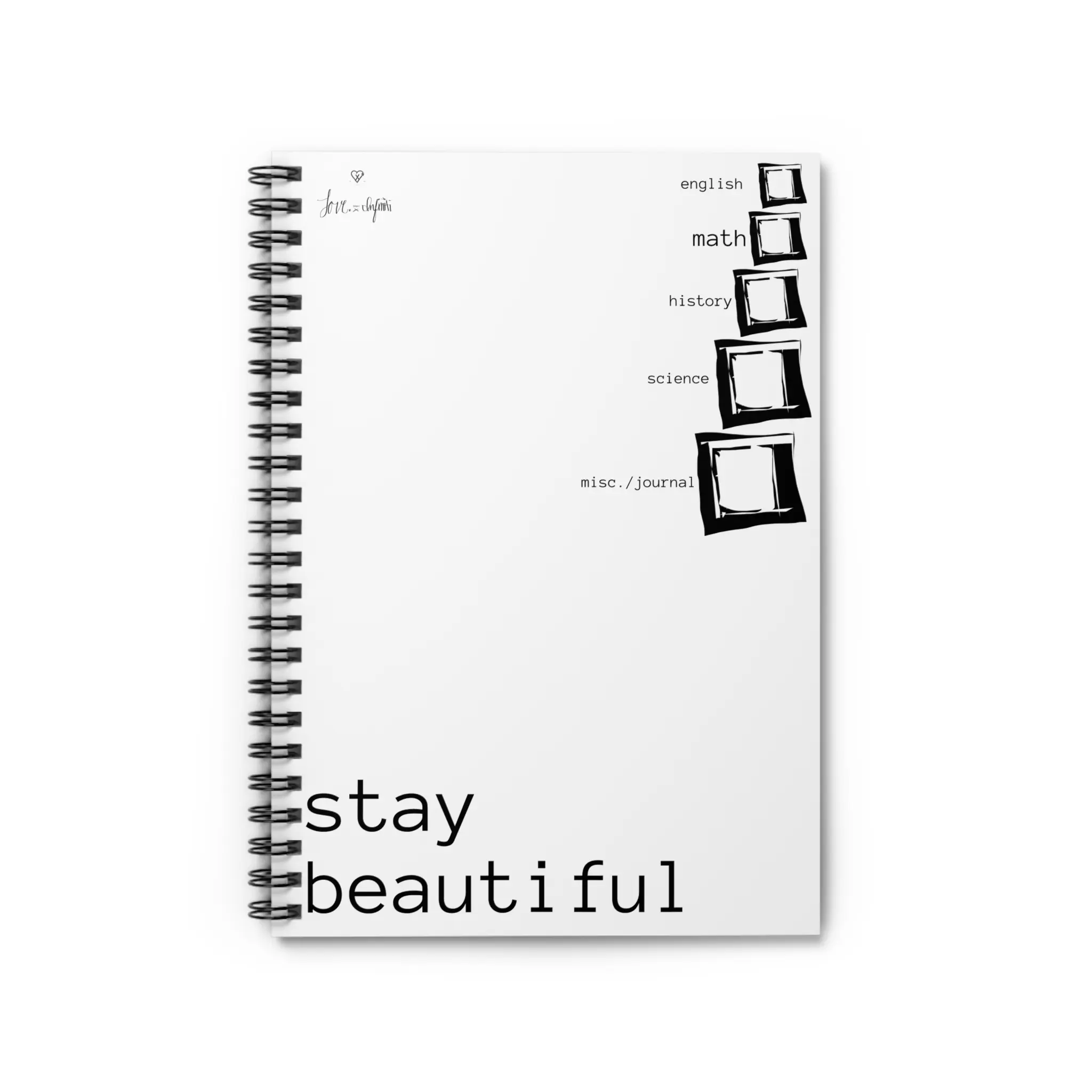 Stay Beautiful Spiral Notebook - Ruled Line 118 Pages 6x8 Inches Durable Printed Cover Metal Binding School Notes & Shopping Lists