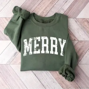 Retro Merry Sweatshirt, Merry Christmas Sweatshirt, Women’s Christmas Shirt, Festive Holiday Sweater, Cute Christmas Gift, Christmas Shirt