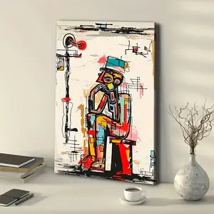 Vibrant Abstract Graffiti Art Punk Inspired Retro Street Decor with Bold Lines & Geometric Shapes Hip Hop & Sci-Fi Theme Framed Canvas Wrap Ready to Hang for Living Room Bedroom Office or Desk Wall Decor Poster