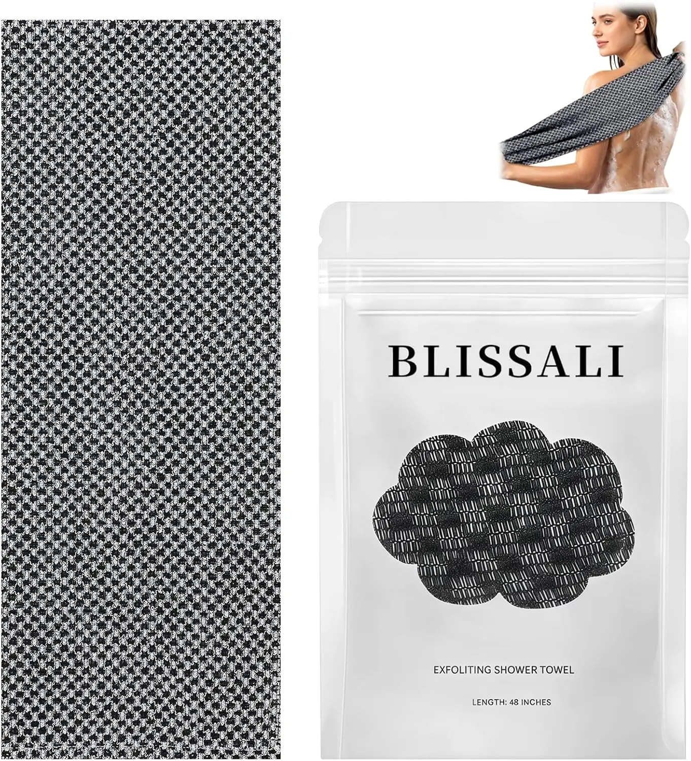Exfoliating Scrubber Towel, Dual-Sided Microfiber for Deep Cleaning and Smooth Skin, Extra Long Bath Accessory for All Skin Types