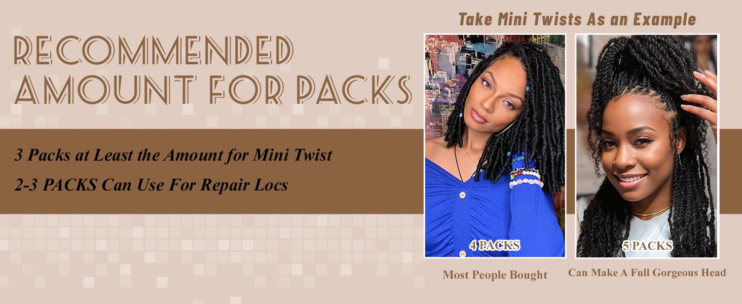 Afro Kinkys Bulk Human Hair for Braiding Afro Kinky-Curly Human Hair Bulk for Twist Braids 3 Bundles Spring Twist Hair 4C Kinky Braiding Hair for Dreadlock Extensions