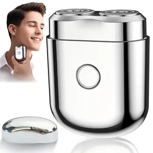 Portable Alloy Electric Shaver for Men, Cordless Travel Shaver, USB-C Rechargeable, Ipx7 Waterproof, Silver Color