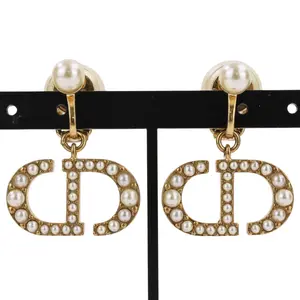 Pre-owned Dior Faux Pearl Small Leather Goods Christian Tribal Pearl Earrings