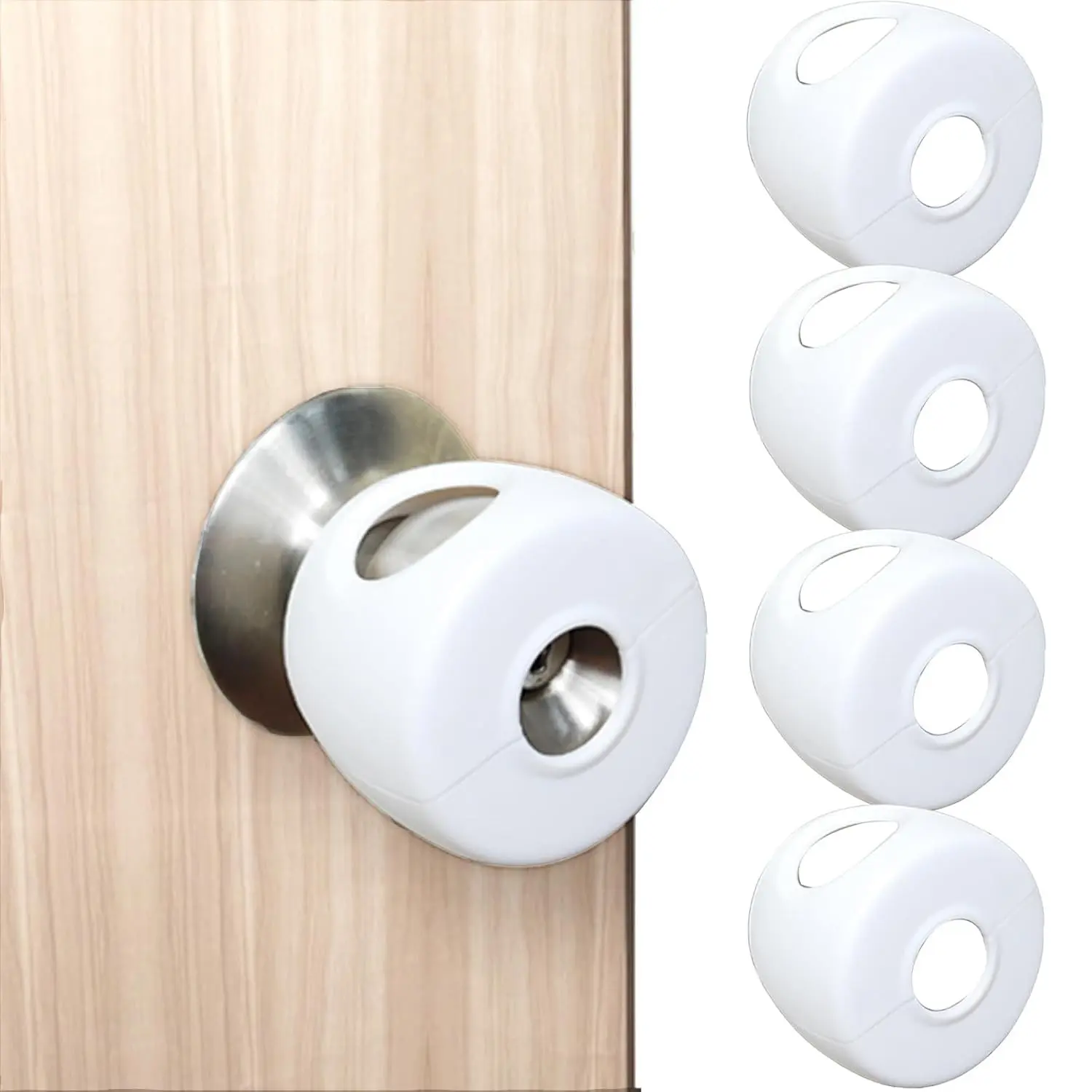 Reusable Safe Security Door Knob Safety Covers, Easy Install, Universal Fit, Easy Grip, Lockable Design, No Tools Needed, Fits Most Spherical Doors, Door Hardware