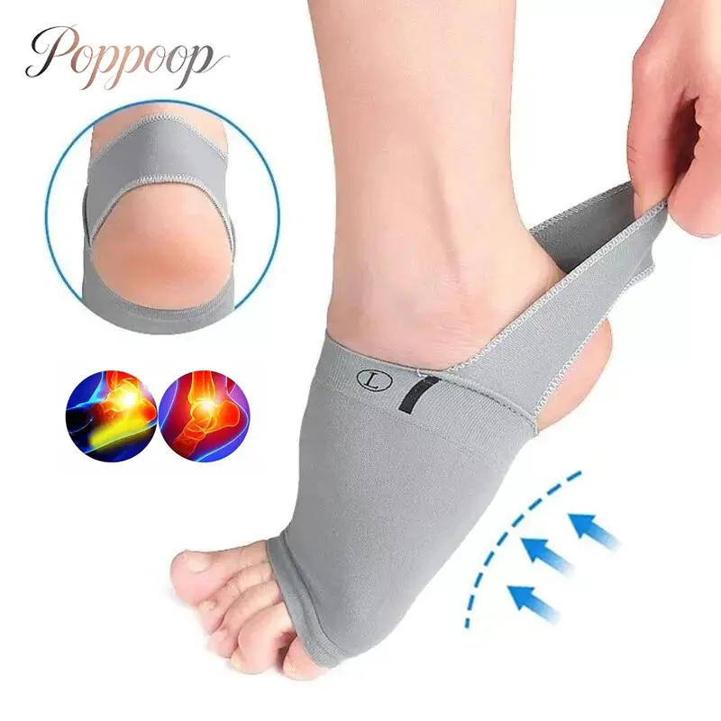 Unisex Compression Arch Support Sleeve with Gel Cushion - Nylon Fabric, Adjustable Breathable Foot Brace for Plantar Fasciitis, Flat Feet Heel Pain Relief, Running Support