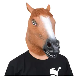 Horse Head Mask for Costume Parties, Halloween Mask, Christmas Party Animal Latex Accessory, No Power Required, Perfect for Role-Playing Events