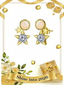 Double Glow Star Ring · Gold Sequence | Original Niche Star Opal Earrings, 925 Sterling Silver Needle Luxury Studs, Daily Essential Lucky Charm Accessory, Perfect for Valentine’s & Birthday Gifts