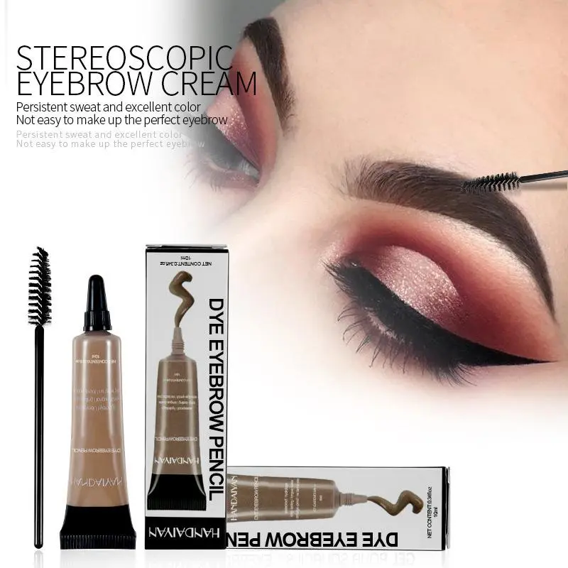 Long Lasting Brow Tinting Kit, 1 Box Waterproof Eyebrow Dye Cream & Eyebrow Brush, Professional Eyebrow Makeup Tool for Women, Cosmetic