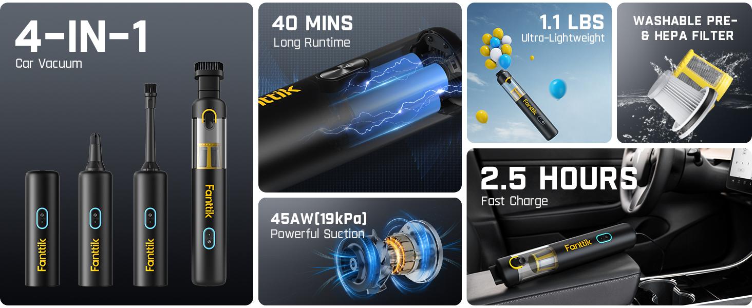 Fanttik V8 Apex Cordless Car Vacuum High Power, 19000Pa, RobustClean Mini Vacuum with Flexible Hose and Pet Brush, 2H Fast Charge, Portable Vacuum for Car Interior Home Cleaning Cleaner Automotive Summervibes summerwins,dorm essentials,home essentials