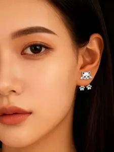 Unique Cat Claw Back Hanging Earrings, Simple Style Small Ear Jewelry Gift for Best Friend, Cute Animal Design Accessories, Vintage Charm Earrings