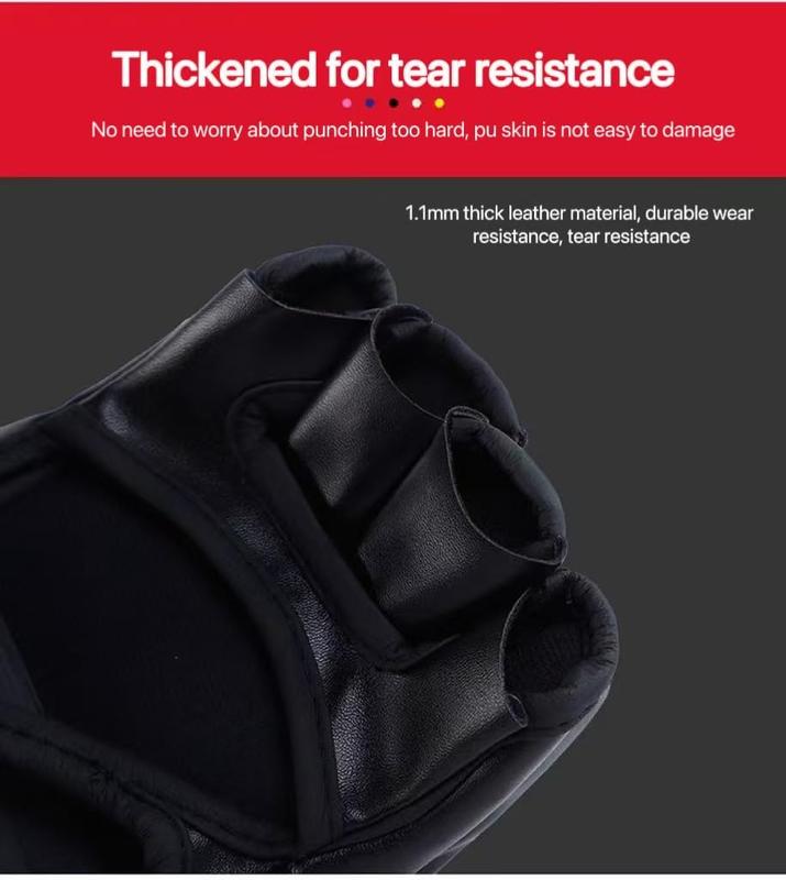 MMA Breathable Boxing Gloves - Professional Thickened MMA Muay Thai Kickboxing & Sanda Training Gloves with Hand Wraps | Premium Skintex Leather & Multi-Density Padding | Ideal Christmas Gifts for Men & Women